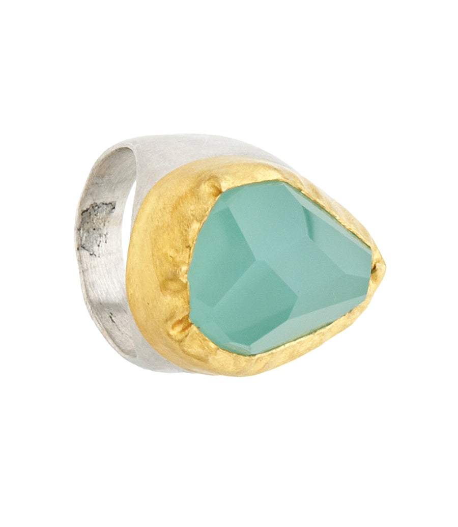 TEAR DROP CHALCEDONY STONE RING