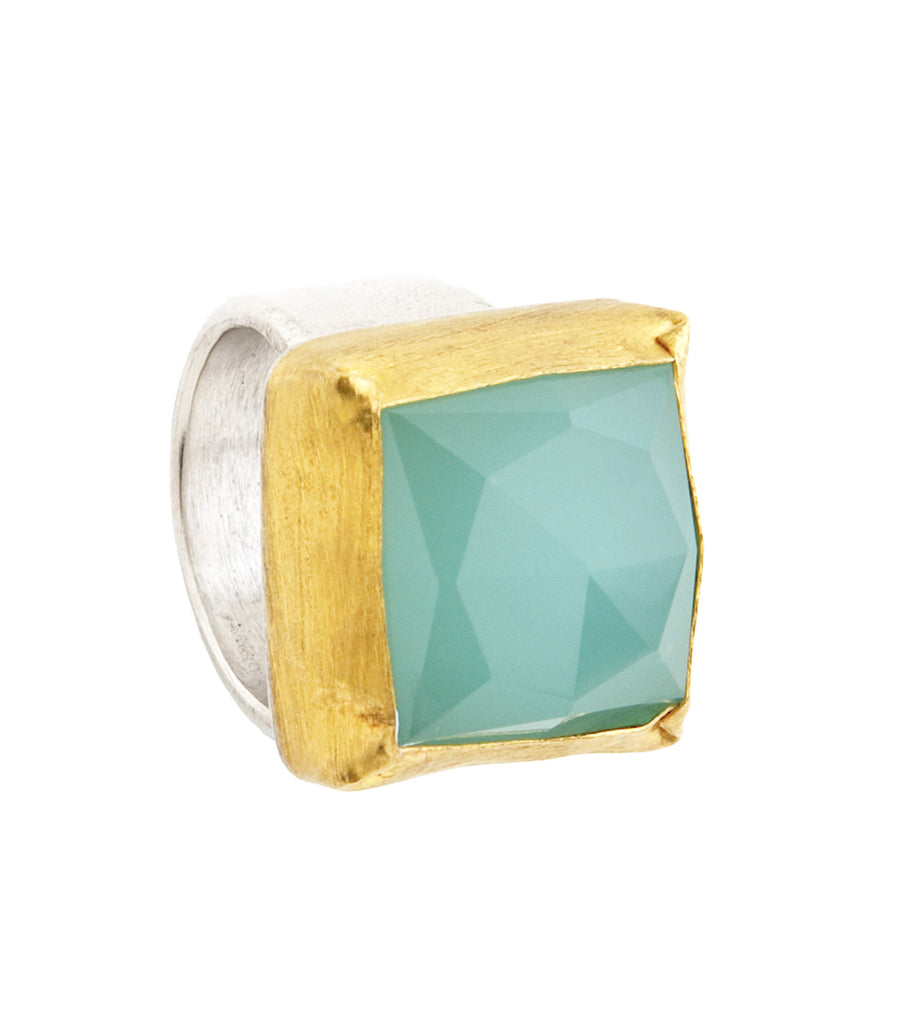 SQUARE CHALCEDONY STONE RING