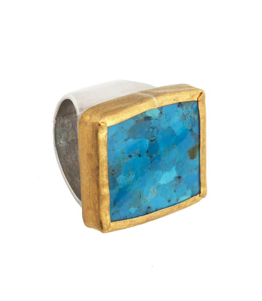 SQUARE TURQUOISE STONE RING