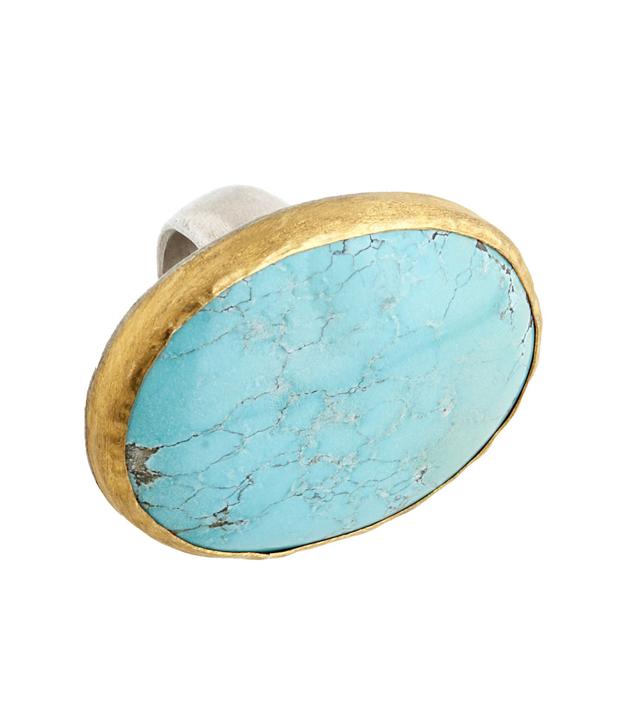 LARGE OVAL TURQUOISE STONE RING