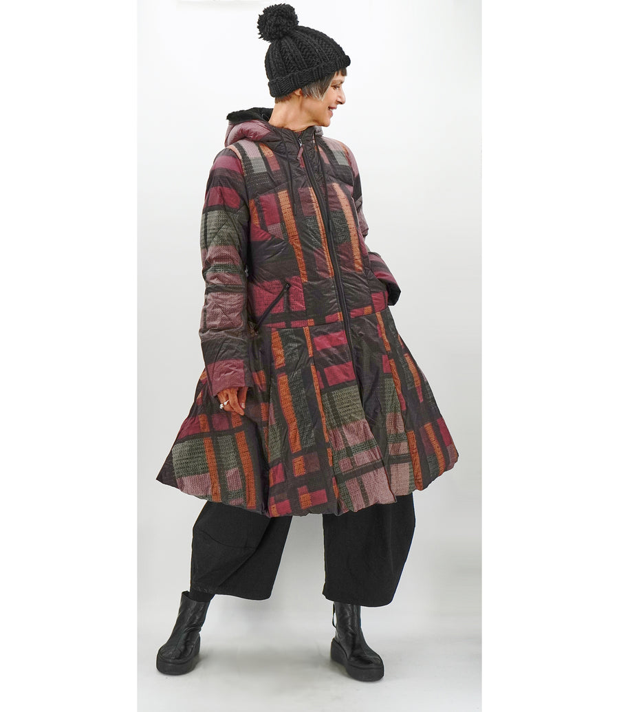 MULTI CHECK PUFFY COAT