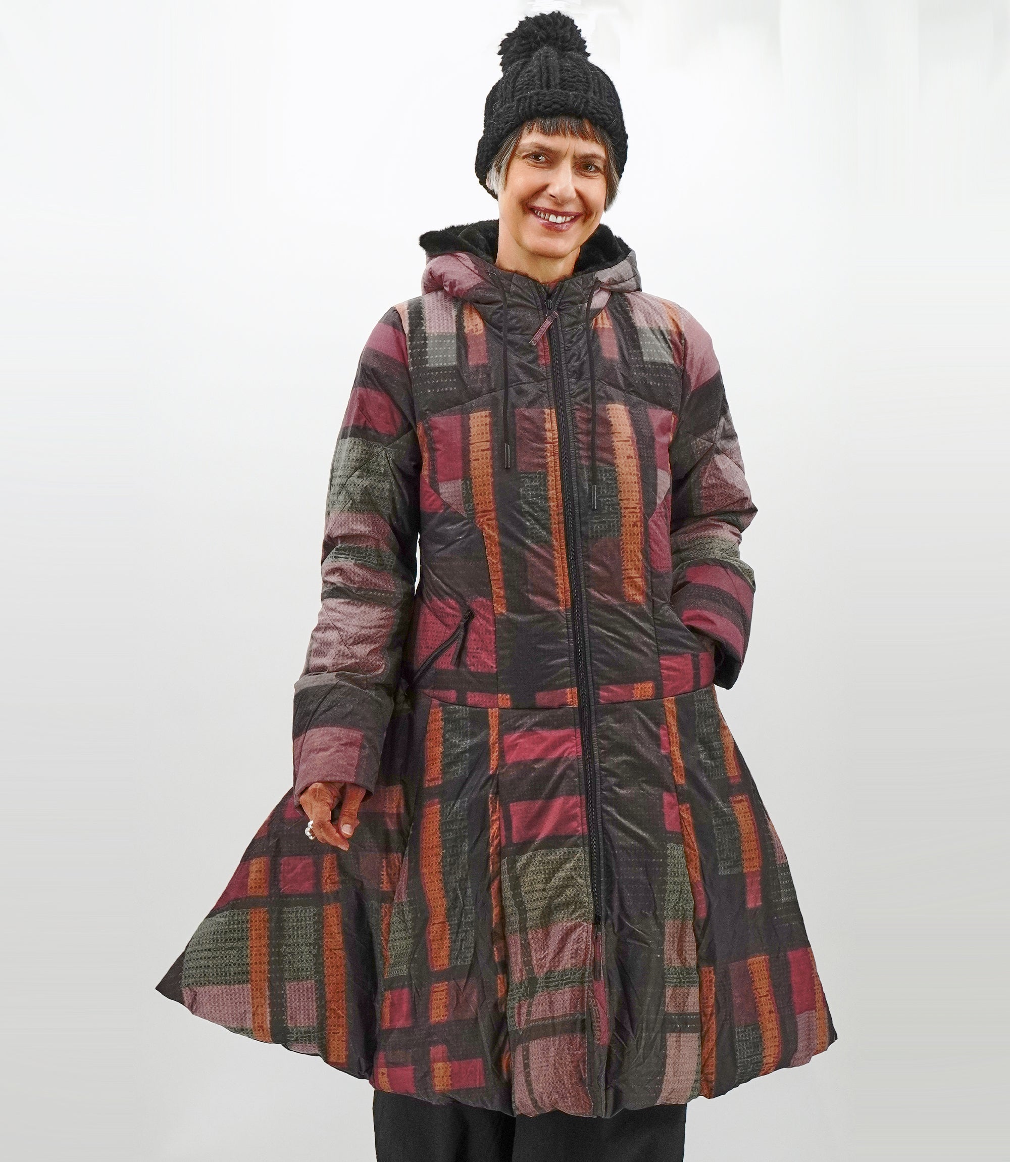 MULTI CHECK PUFFY COAT