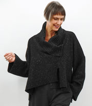 BLACK DRAPE SWEATER