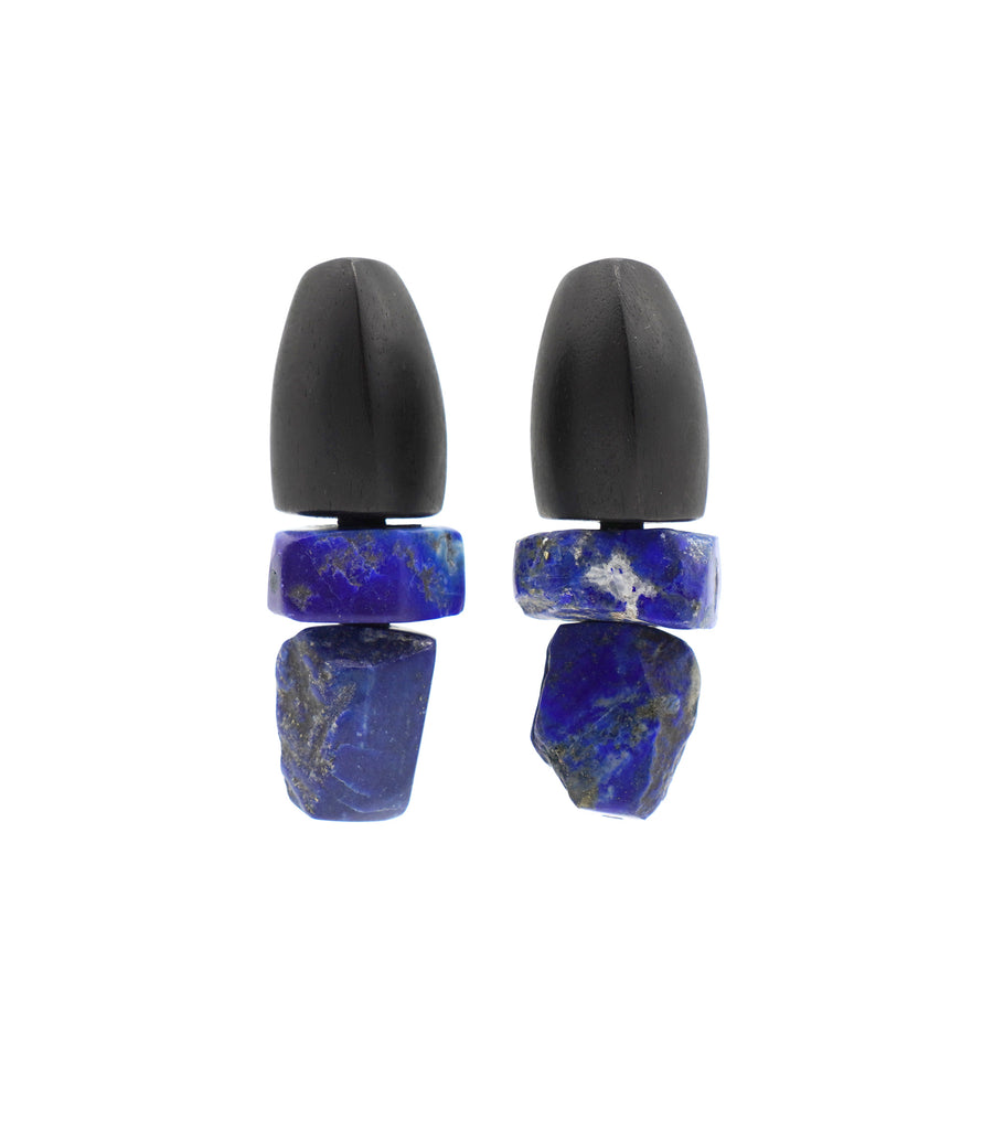 LAPIS LAZULI AND EBONY DROP EARRINGS