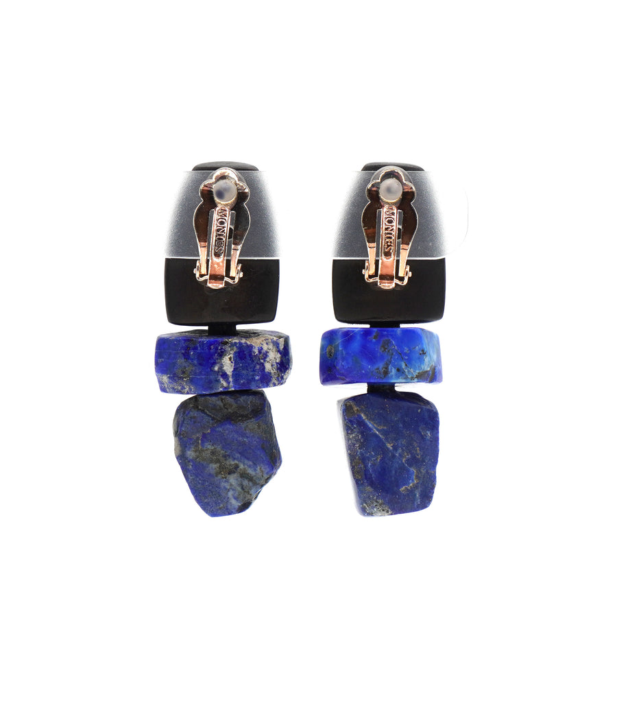 LAPIS LAZULI AND EBONY DROP EARRINGS