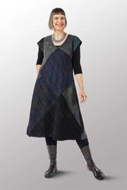 Mieko Mintz JAIPUR PATCH KANTHA CAP SLV. SEMI FLARE DRESS