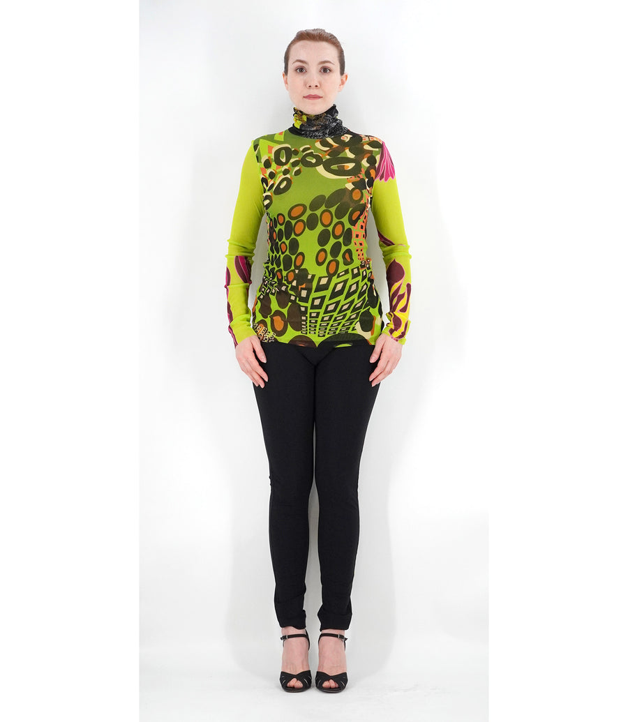 MULTI PRINT TURTLE NECK TOP