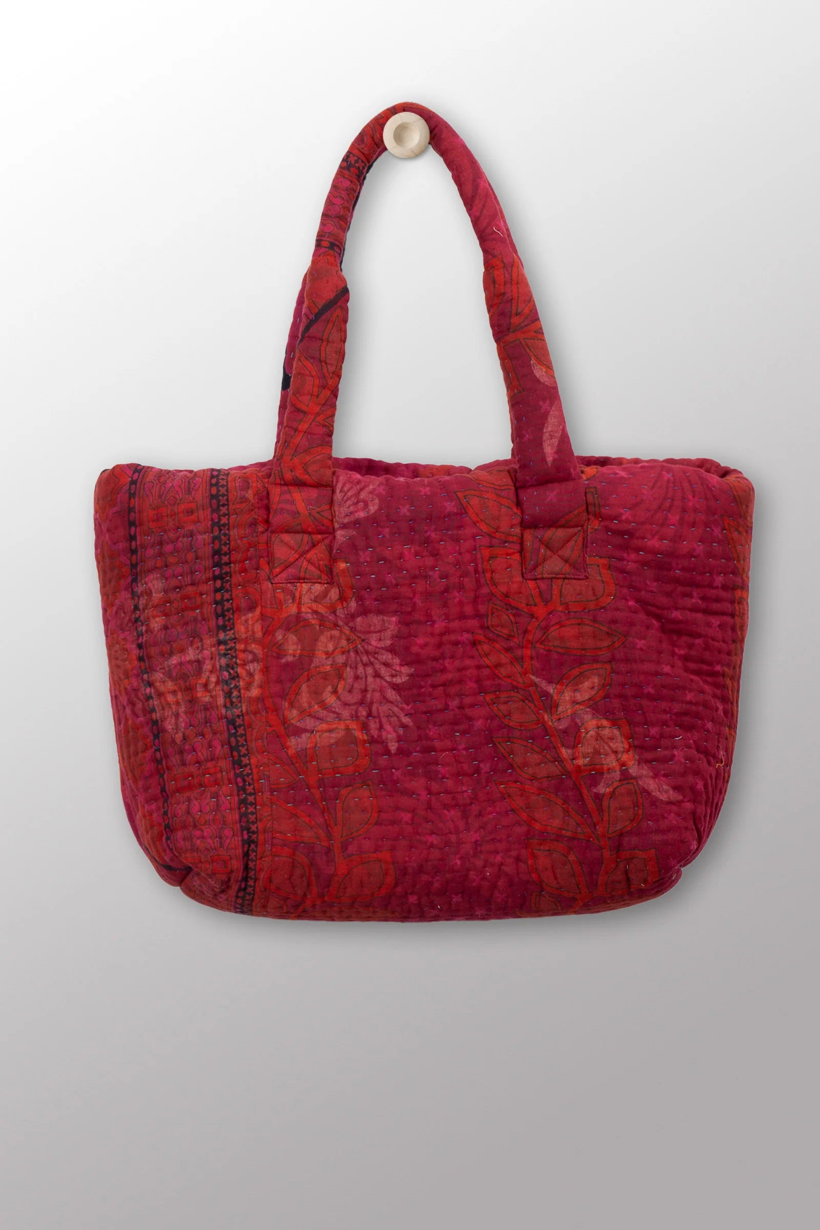 Mieko Mintz QUILTED OVER DYE COTTON KANTHA WIDE TOTE