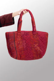 Mieko Mintz QUILTED OVER DYE COTTON KANTHA WIDE TOTE