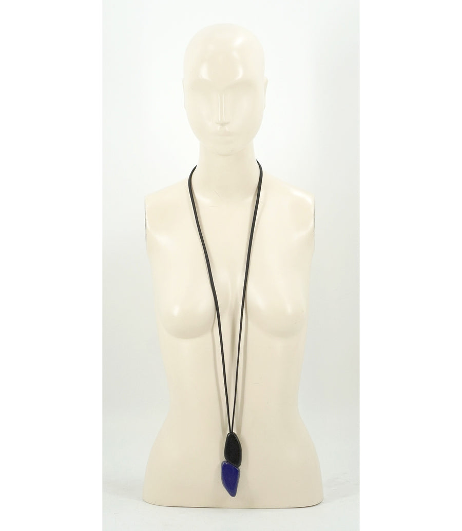 LAPIS LAZULI AND EBONY PENDANT