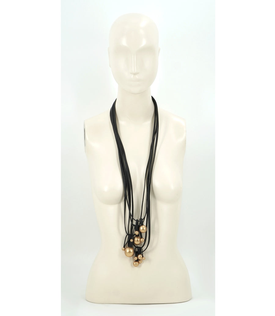 DOMU GOLDFOIL BEAD AND LEATHER NECKLACE