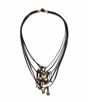 DOMU GOLDFOIL BEAD AND LEATHER NECKLACE