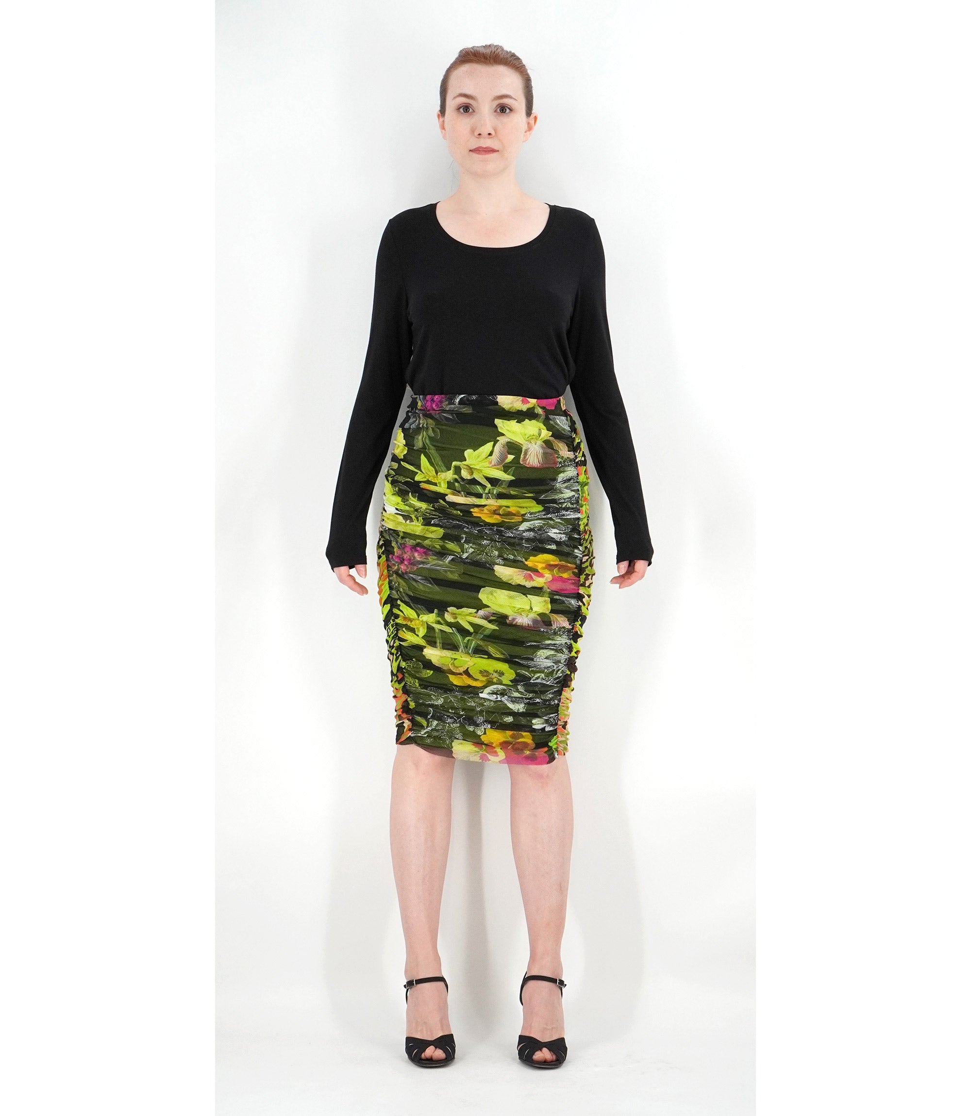 Fuzzi RUCHED FLORAL & MULTI PRINT SKIRT