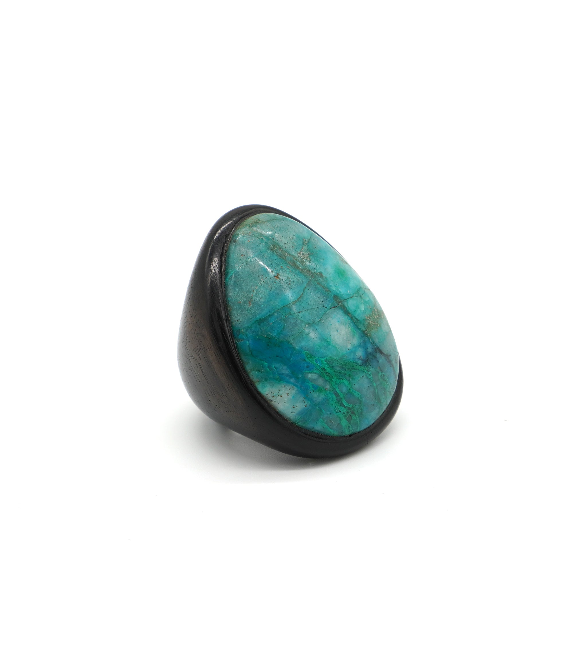 CHRYSOCOLLA AND EBONY RING