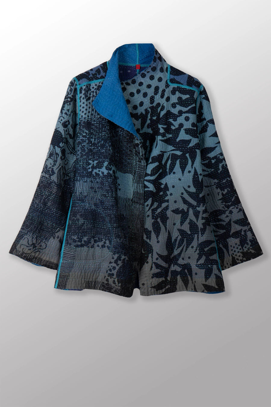 Mieko Mintz MONOTONE TWILIGHT PRINT KANTHA SHORT JKT