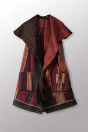 Mieko Mintz WOVEN HANDLOOM IKAT WITH OMBRE KANTHA CIRCULAR VEST