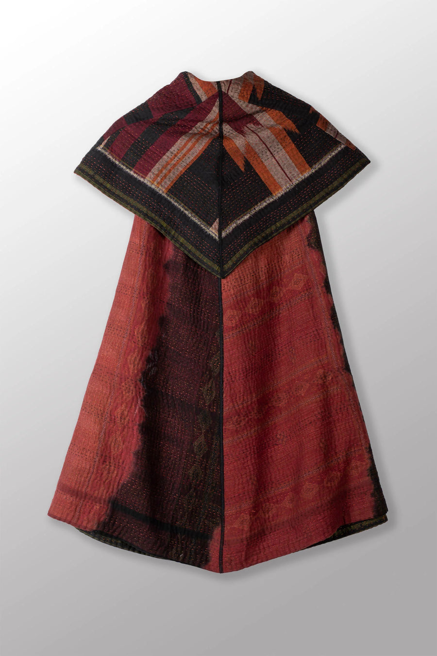 Mieko Mintz WOVEN HANDLOOM IKAT WITH OMBRE KANTHA CIRCULAR VEST